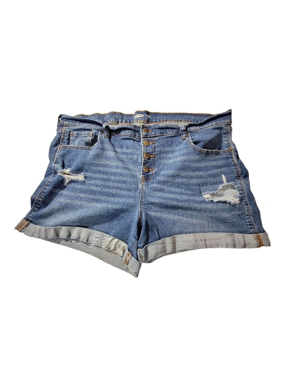 Old Navy Boyfriend Mid-Rise Distressed Denim Shorts Size 18 Blue Casual Style